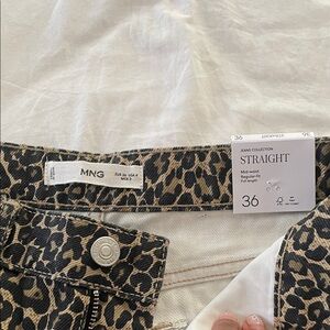 Mango High Rise Leopard Print Jeans